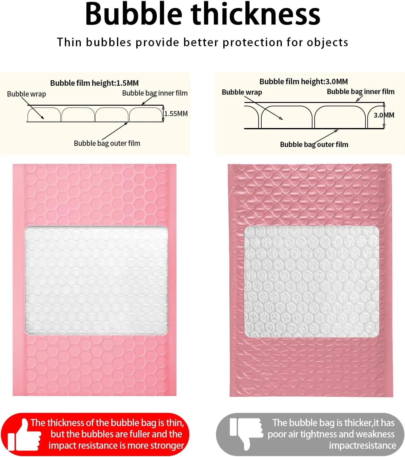 Bubble Mailers, 8.5x11 Inch Padded Bubble Mailers Pack of 50 Bubble Envelopes Opaque Self Seal Adhesive Waterproof Bags for Shipping and Packaging (Pink, 8.5x11-50Pc)