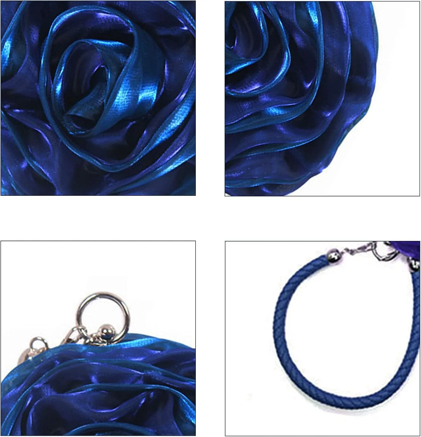 Buddy Women Rose Shaped Clutch Soft Satin Wristlet Handbag Wedding Party Purse