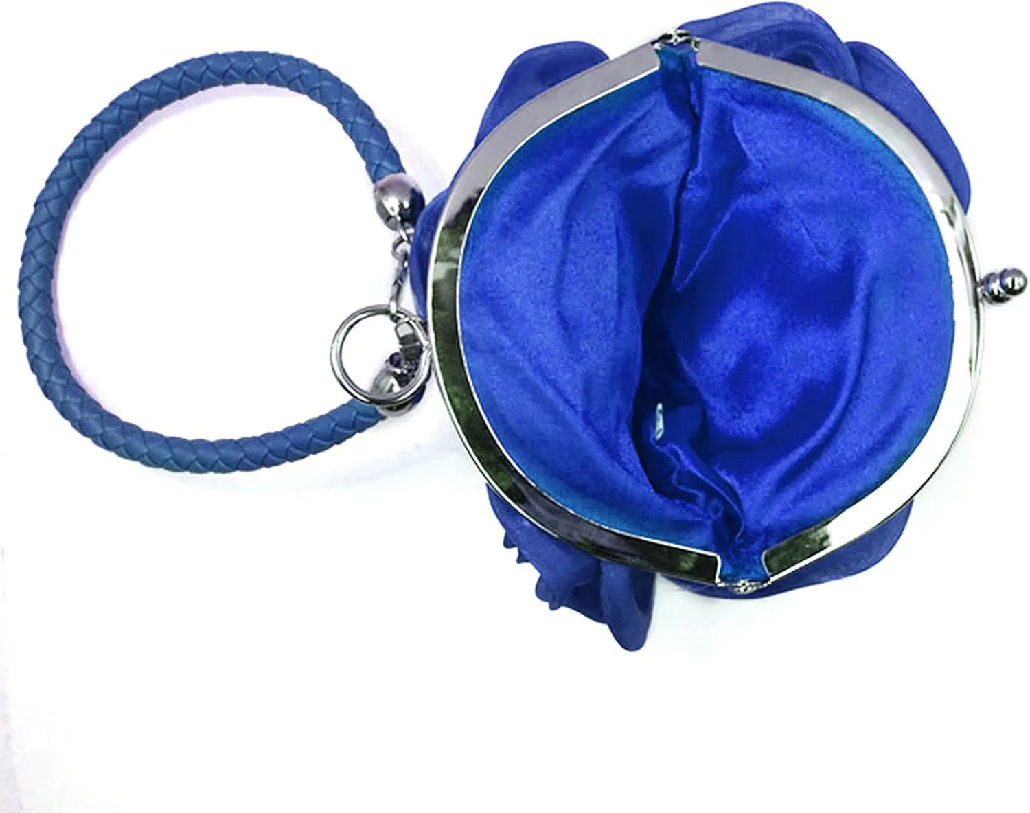 Buddy Women Rose Shaped Clutch Soft Satin Wristlet Handbag Wedding Party Purse