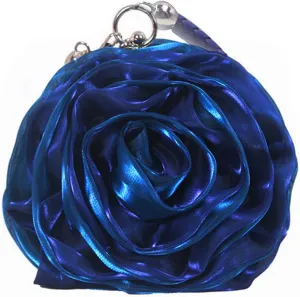 Buddy Women Rose Shaped Clutch Soft Satin Wristlet Handbag Wedding Party Purse