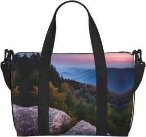 Canadian Smokey Mountain Cliff print Travel Duffel Bag,workout duffel bag, overnight shoulder Bag,Weekender Bag for Women Men