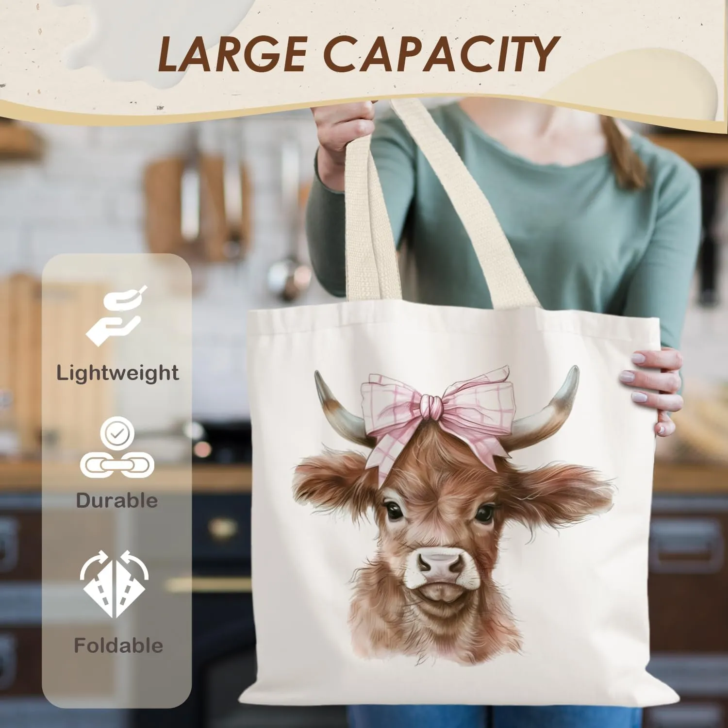 Canvas Tote Bag Aesthetic,Zoon Cow Dog Cat Tote Bag,Gifts for Women Canvas Tote Bags