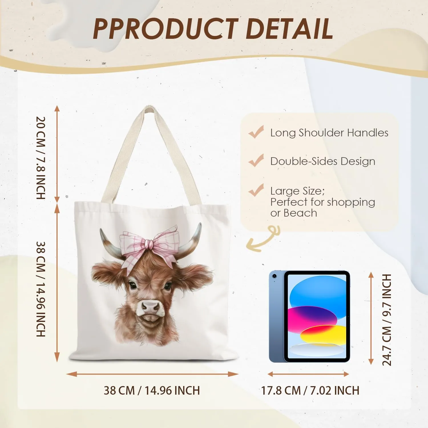 Canvas Tote Bag Aesthetic,Zoon Cow Dog Cat Tote Bag,Gifts for Women Canvas Tote Bags