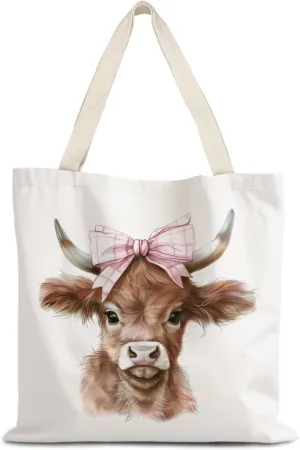 Canvas Tote Bag Aesthetic,Zoon Cow Dog Cat Tote Bag,Gifts for Women Canvas Tote Bags