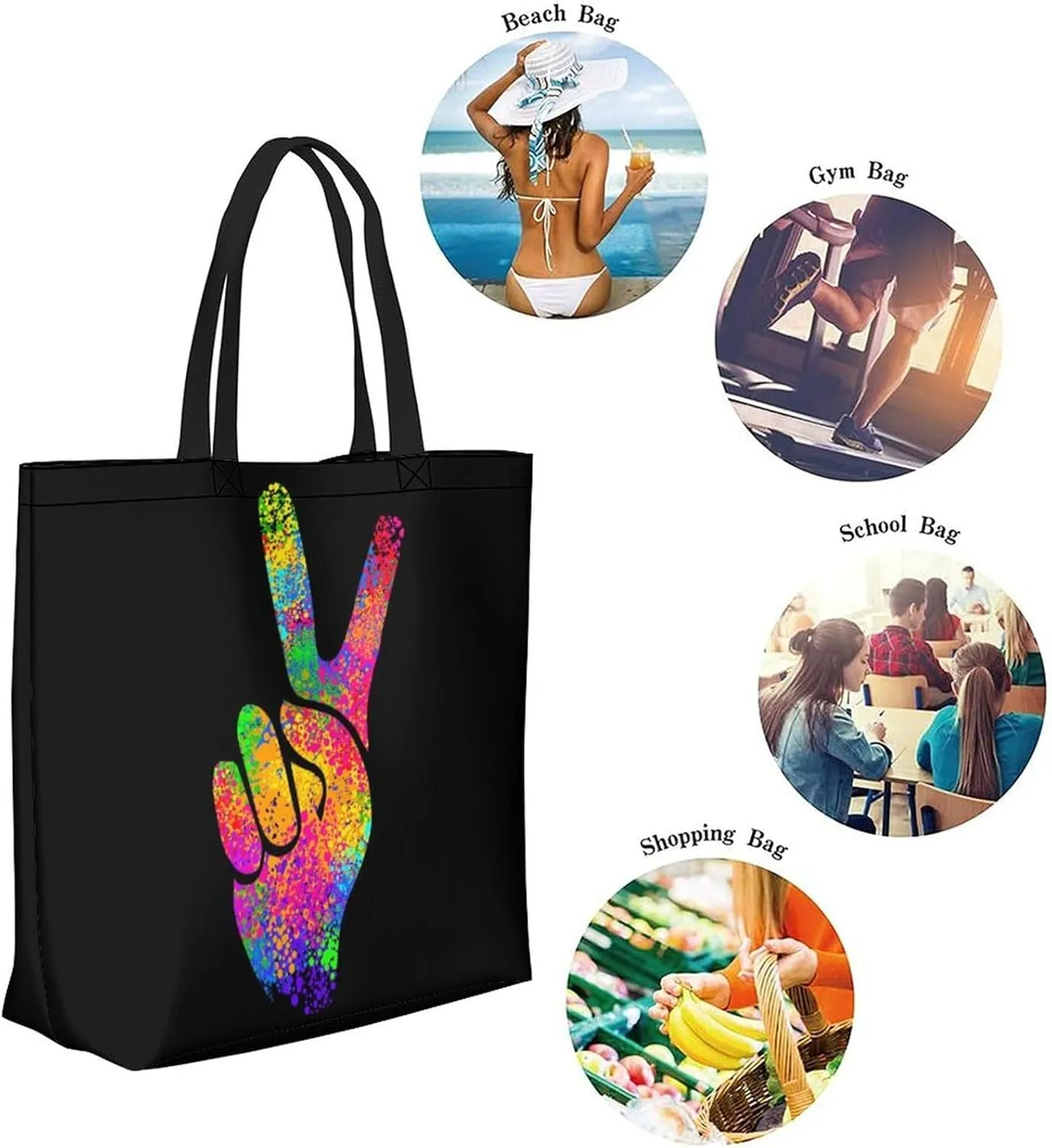 Canvas Tote Bag Large Women Casual Shoulder Bag Handbag Reusable Beach Shopping Grocery Bag For Outdoors