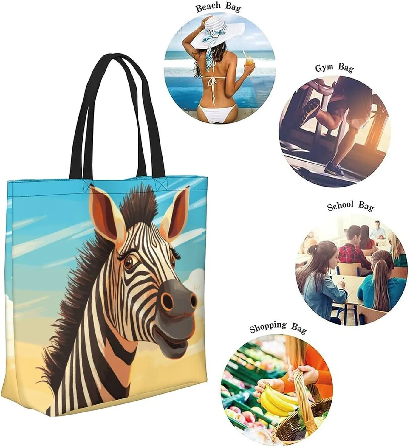 Canvas Tote Bag Large Women Casual Shoulder Bag Handbag Reusable Beach Shopping Grocery Bag For Outdoors