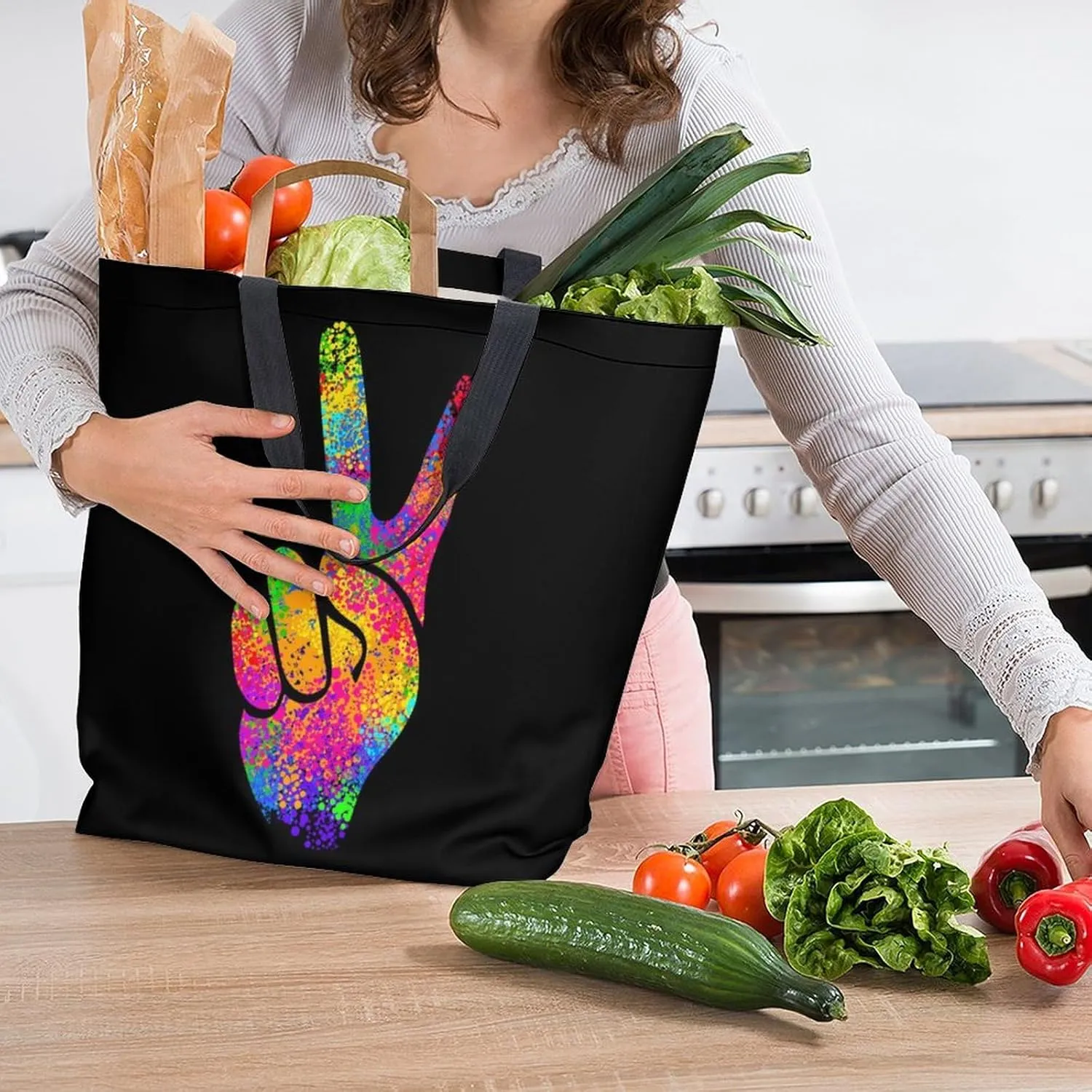 Canvas Tote Bag Large Women Casual Shoulder Bag Handbag Reusable Beach Shopping Grocery Bag For Outdoors