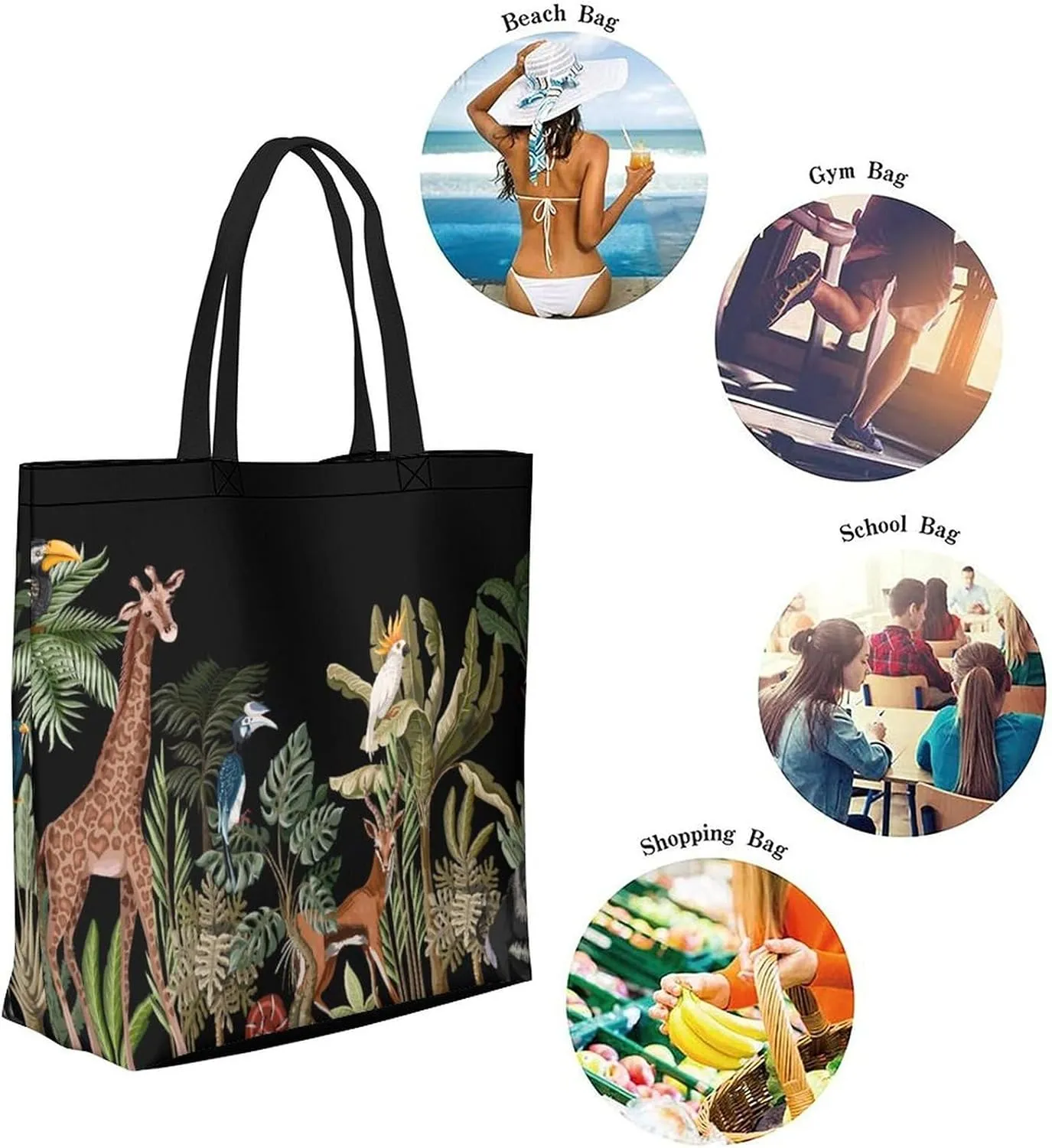 Canvas Tote Bag Large Women Casual Shoulder Bag Handbag Reusable Beach Shopping Grocery Bag For Outdoors