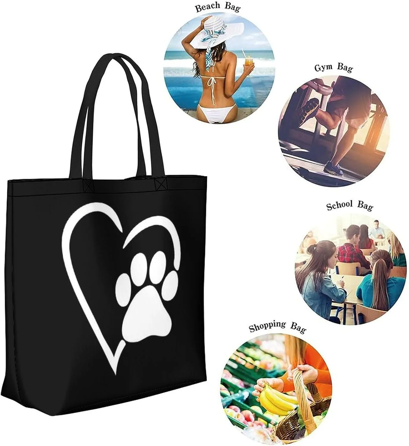 Canvas Tote Bag Large Women Casual Shoulder Bag Handbag Reusable Beach Shopping Grocery Bag For Outdoors