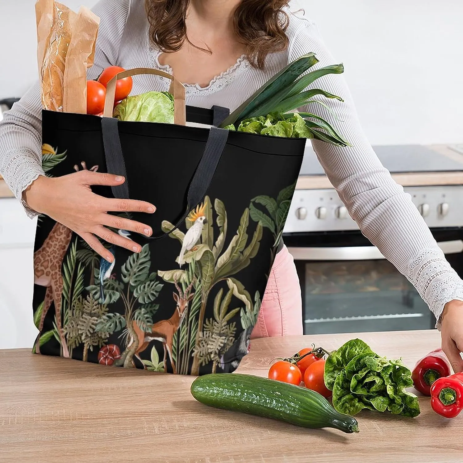 Canvas Tote Bag Large Women Casual Shoulder Bag Handbag Reusable Beach Shopping Grocery Bag For Outdoors