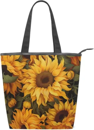 Canvas Women Tote Handbag Shoulder Classic Bags Bags with Multiple Compartments Daily Commute Flower Print