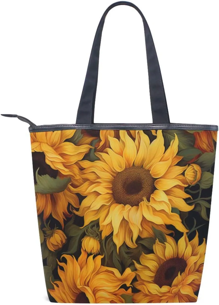Canvas Women Tote Handbag Shoulder Classic Bags Bags with Multiple Compartments Daily Commute Flower Print