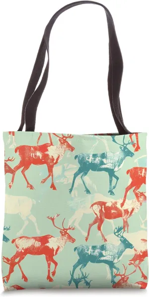 Caribou Wildlife Pattern Pastel Animal Print Tote Bag