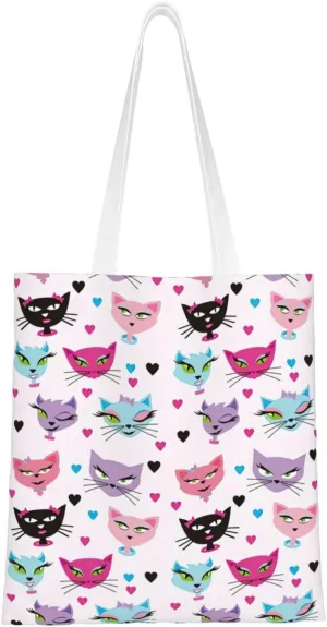Cartoon Medicine Pattern Print Foldable Tote Bag For Women Large Tote Shoulder Handbag Reusable Grocery Bags Travel Work