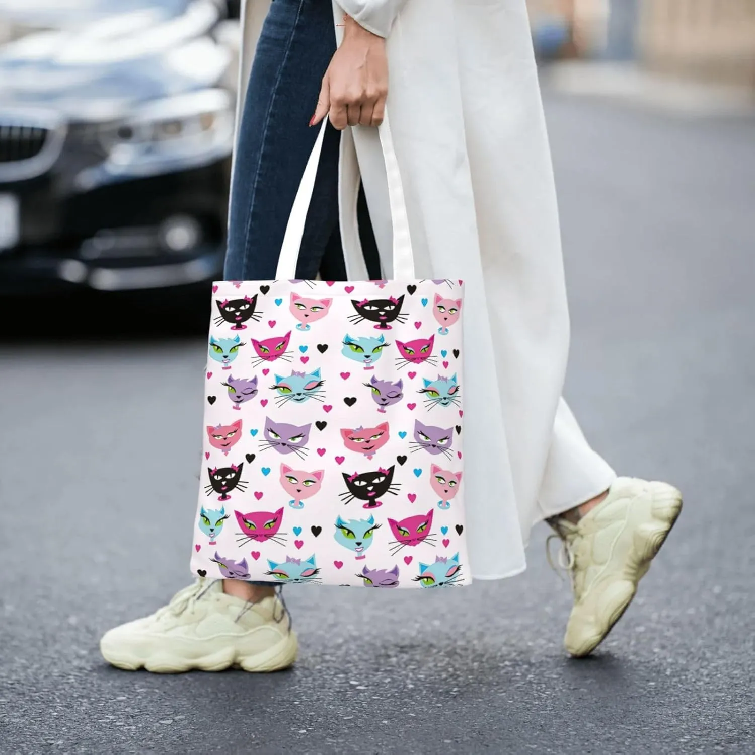 Cartoon Medicine Pattern Print Foldable Tote Bag For Women Large Tote Shoulder Handbag Reusable Grocery Bags Travel Work