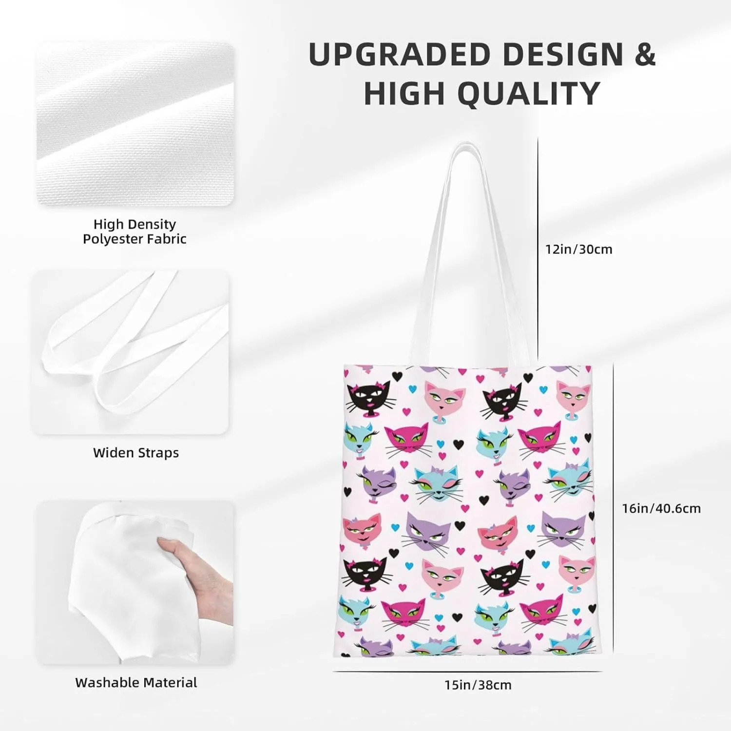 Cartoon Medicine Pattern Print Foldable Tote Bag For Women Large Tote Shoulder Handbag Reusable Grocery Bags Travel Work