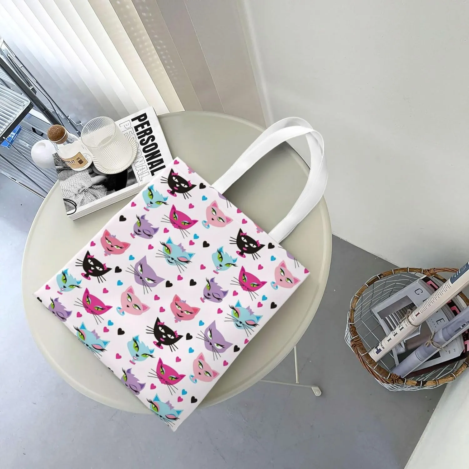 Cartoon Medicine Pattern Print Foldable Tote Bag For Women Large Tote Shoulder Handbag Reusable Grocery Bags Travel Work