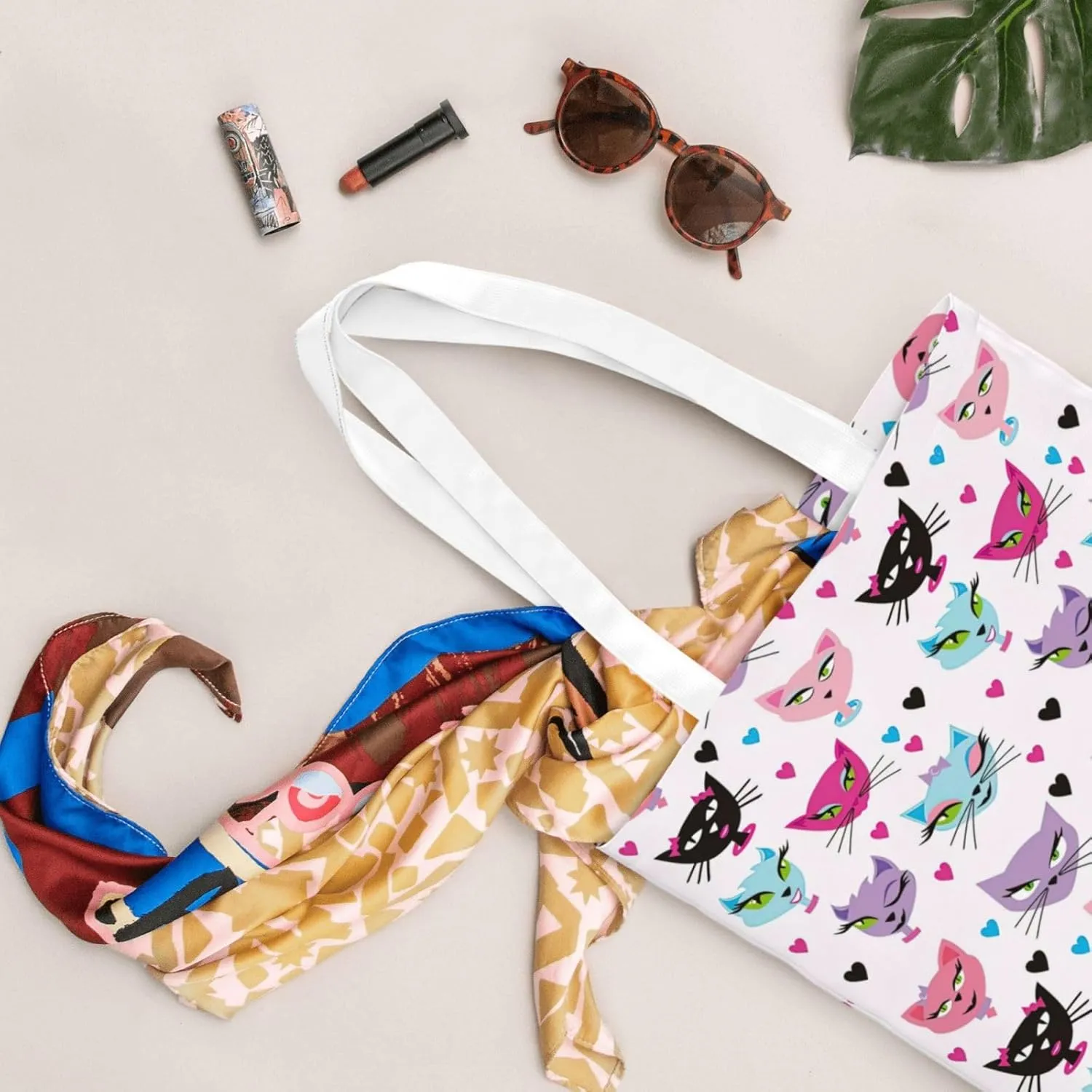 Cartoon Medicine Pattern Print Foldable Tote Bag For Women Large Tote Shoulder Handbag Reusable Grocery Bags Travel Work