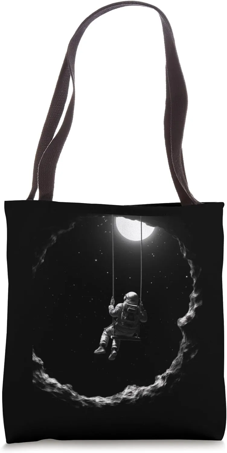 Celestial Astronomy Moon Swing Astronaut Space Lover Art Tote Bag