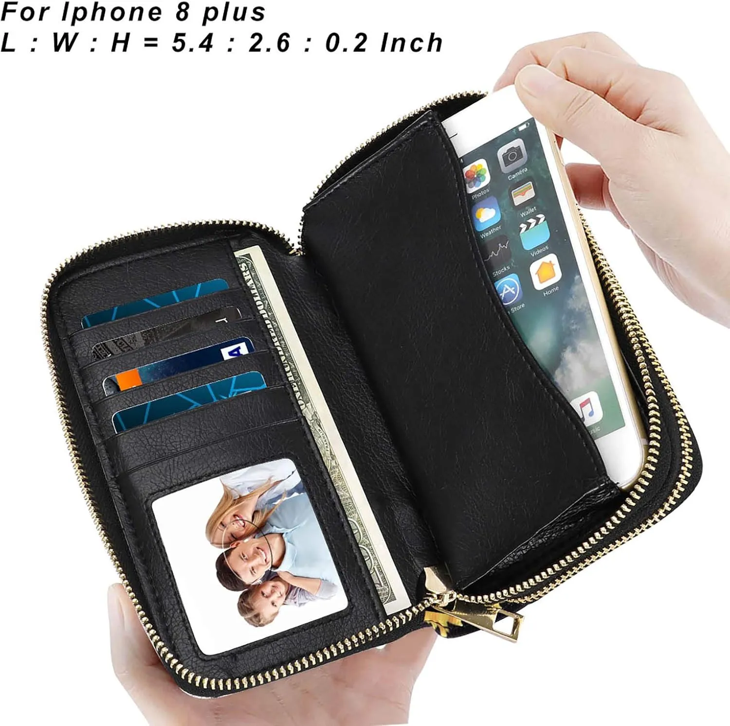 Cellphone Wallet for Women Dual Zipper Long Purse with Removable Wristlet