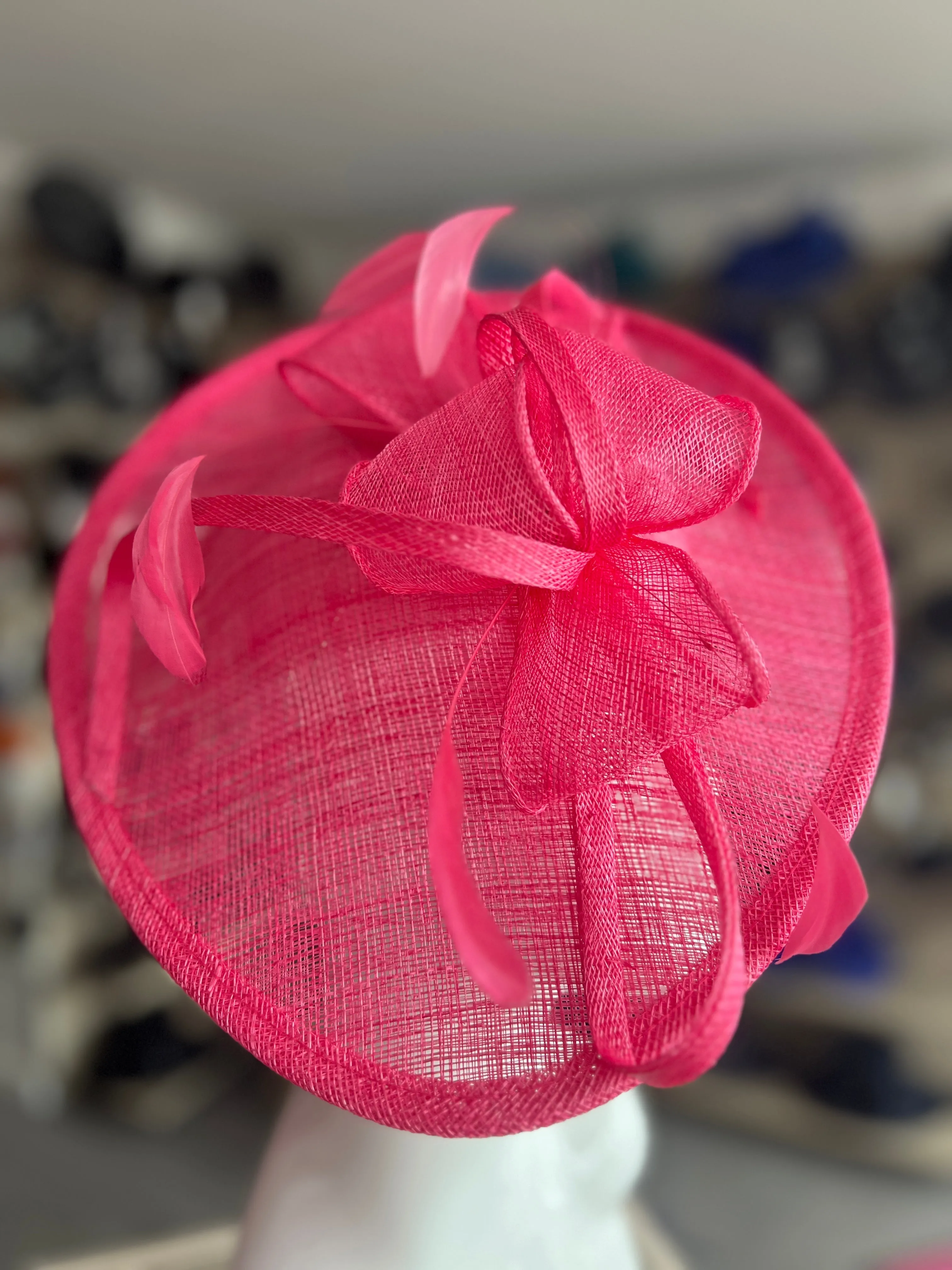 Cerise Teardrop Disc Fascinator