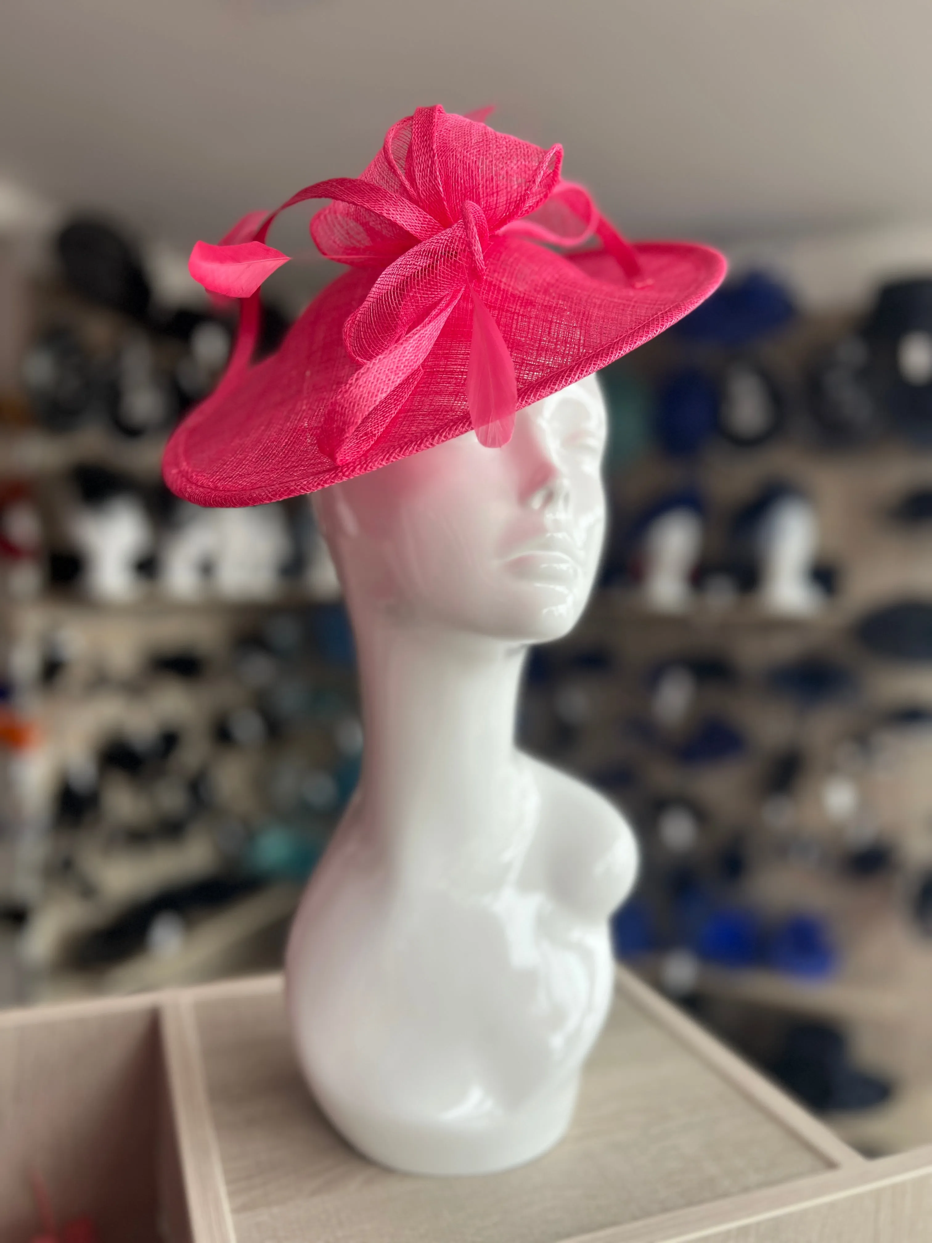 Cerise Teardrop Disc Fascinator