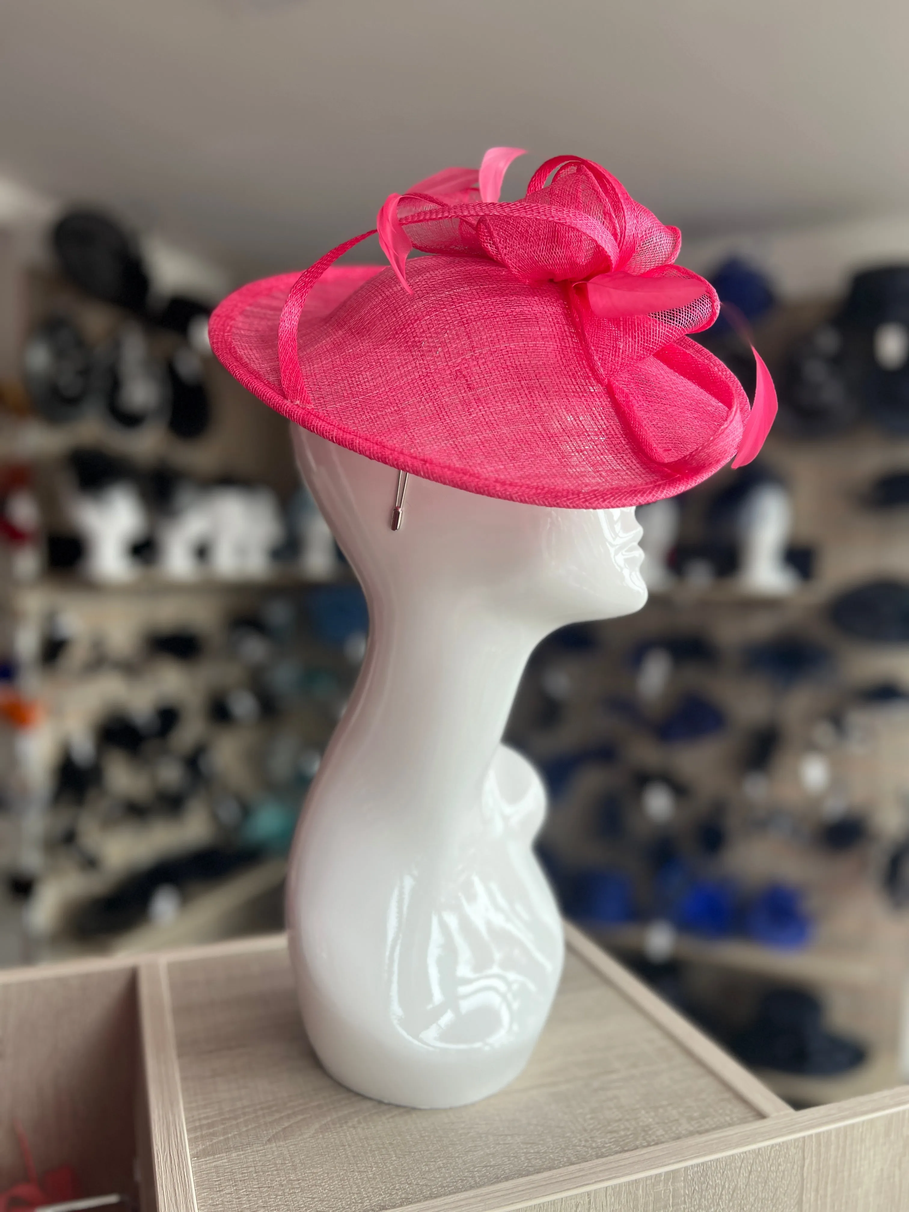 Cerise Teardrop Disc Fascinator