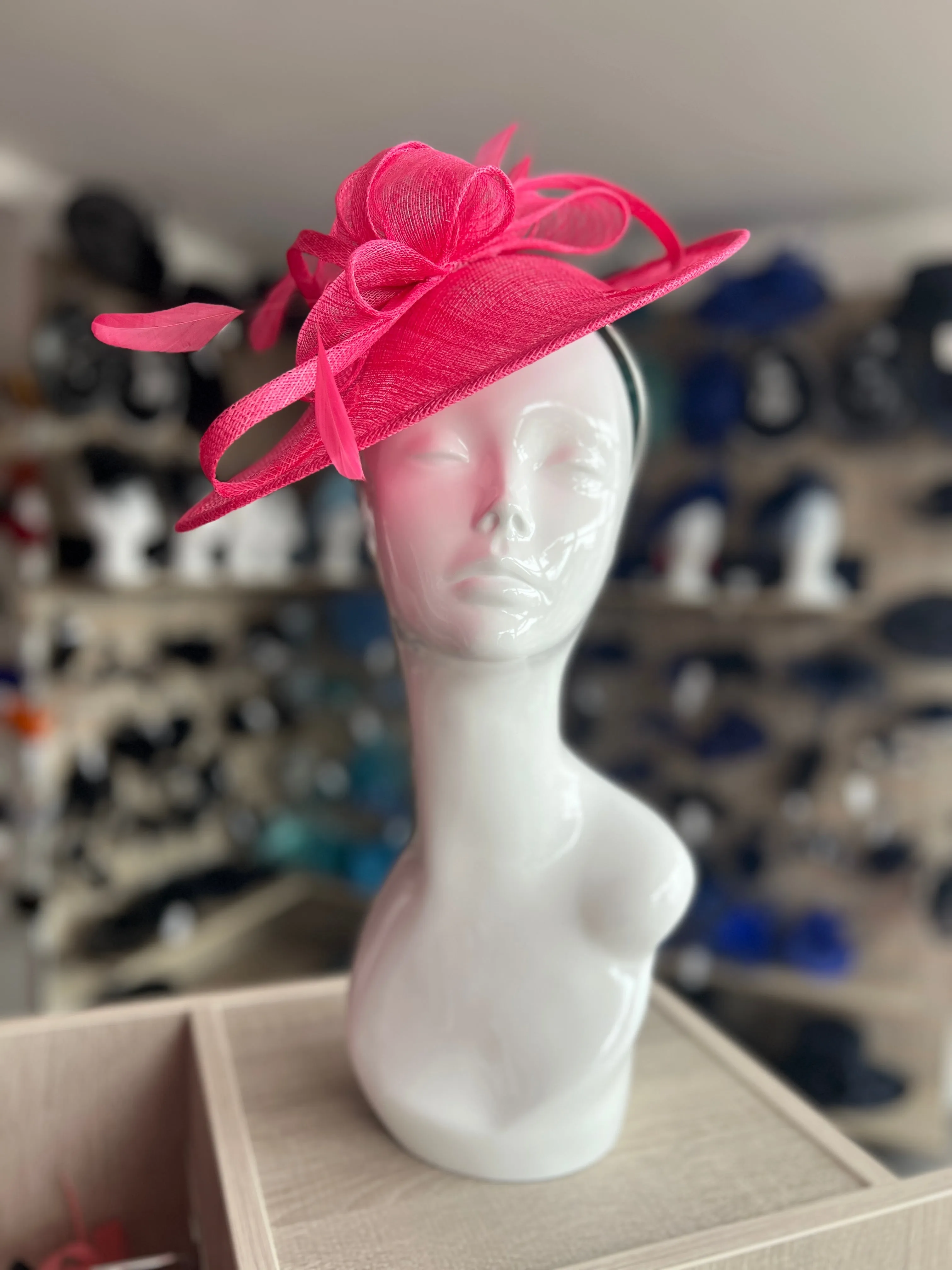 Cerise Teardrop Disc Fascinator