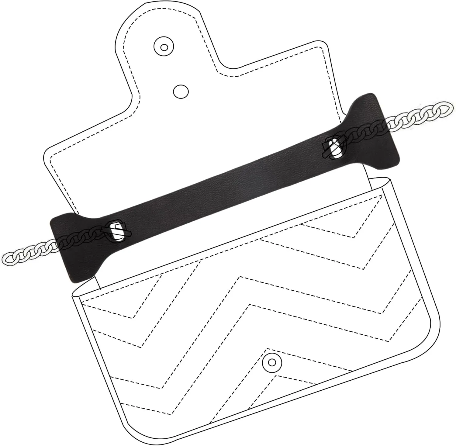 Chain Wear-Resistant Pad for GG Marmont Super Mini Matelasse Shoulder Bag,Purse Chain Protective Sheet Pad,Leather Microfibre Handbags Chain Protector(Black,6.7"x1.3")