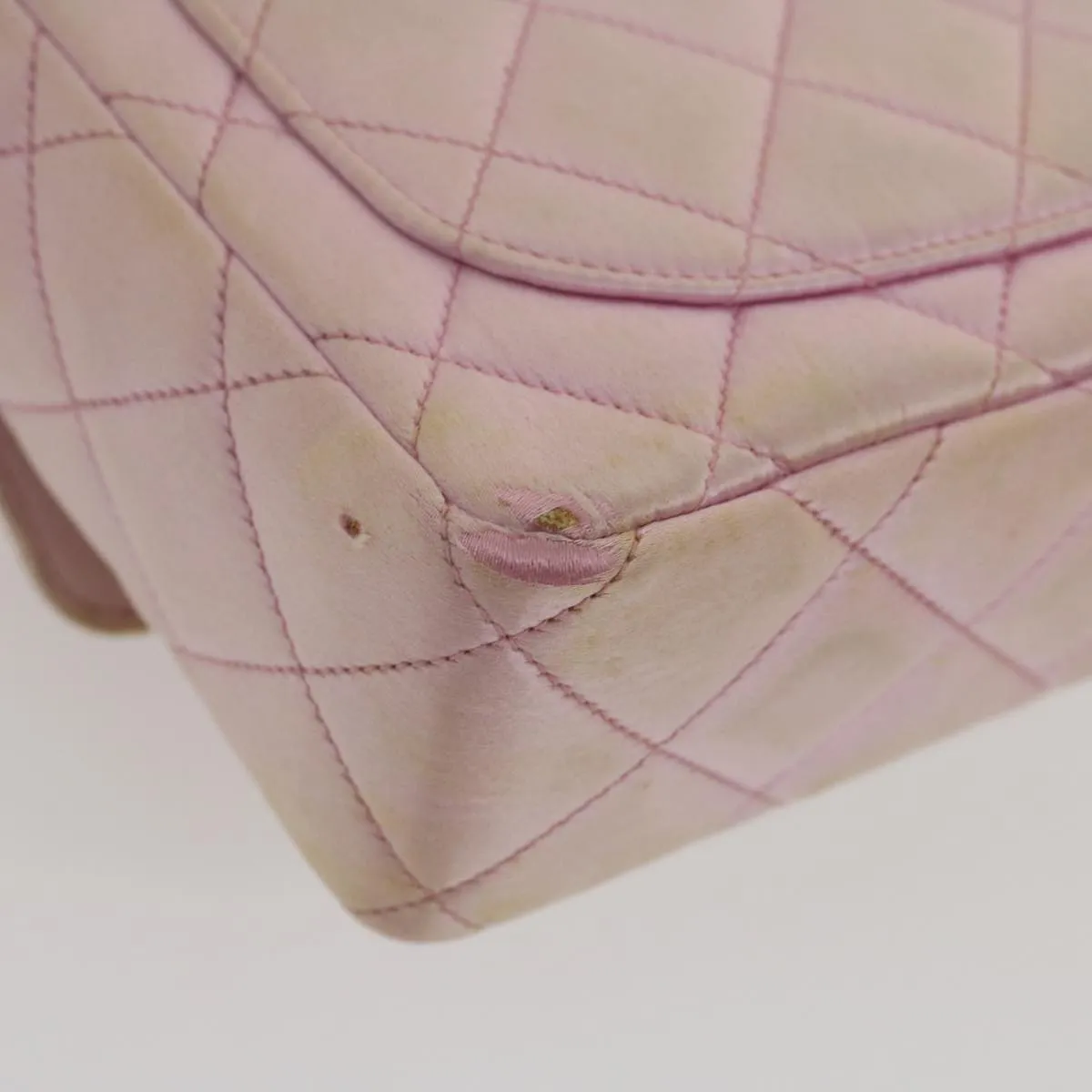 CHANEL Matelasse Hand Bag Silk Satin Pink CC  29999A