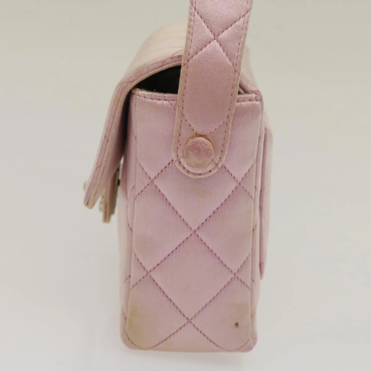 CHANEL Matelasse Hand Bag Silk Satin Pink CC  29999A