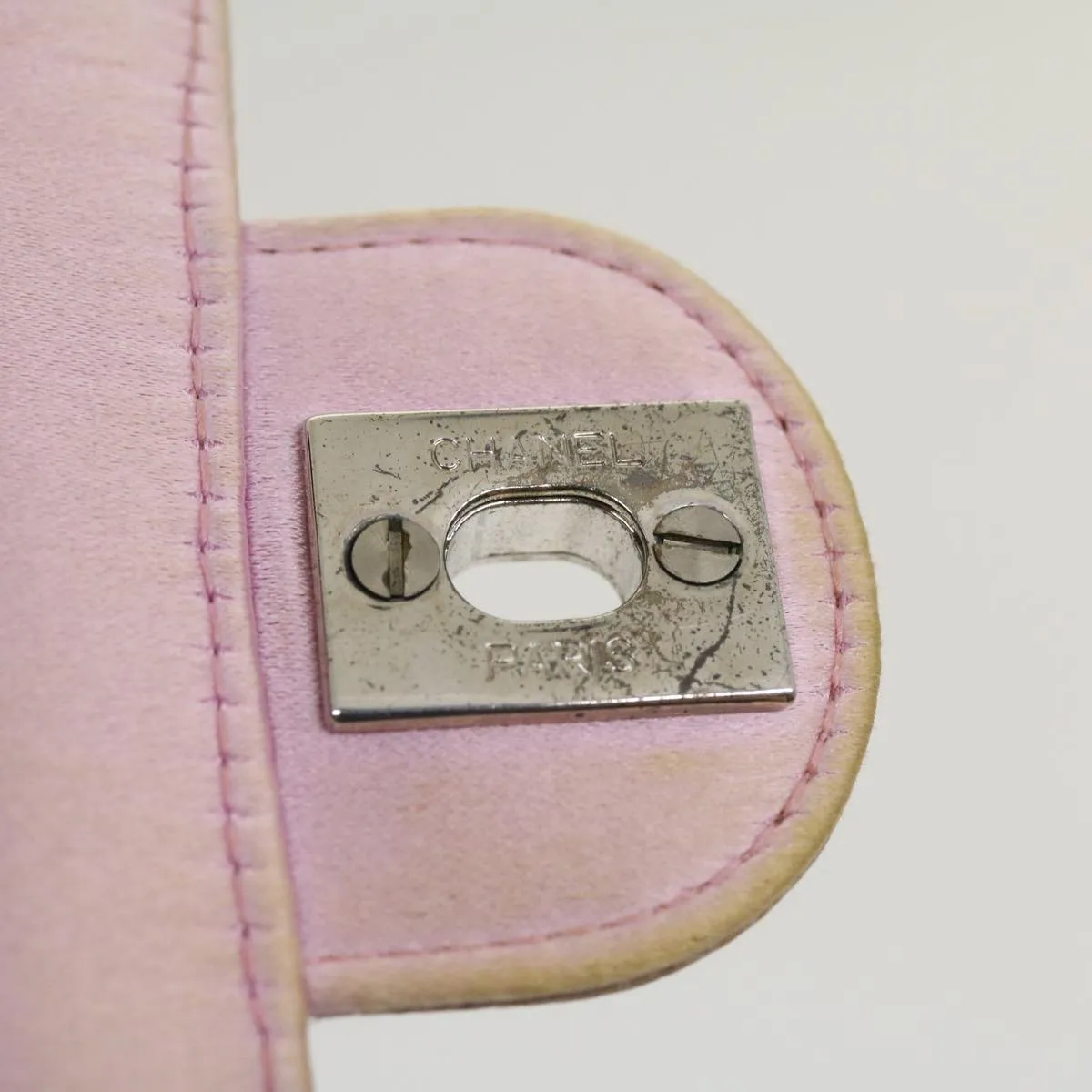 CHANEL Matelasse Hand Bag Silk Satin Pink CC  29999A