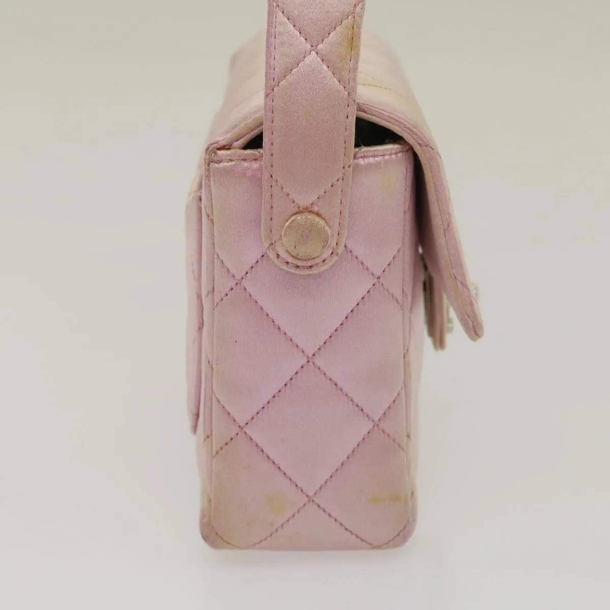 CHANEL Matelasse Hand Bag Silk Satin Pink CC  29999A