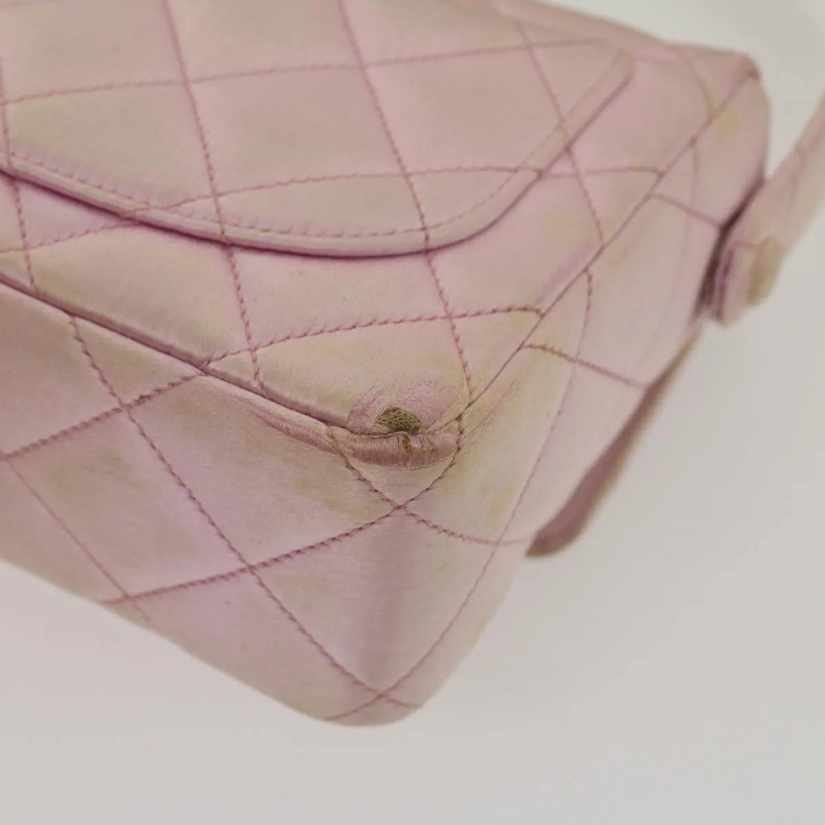CHANEL Matelasse Hand Bag Silk Satin Pink CC  29999A
