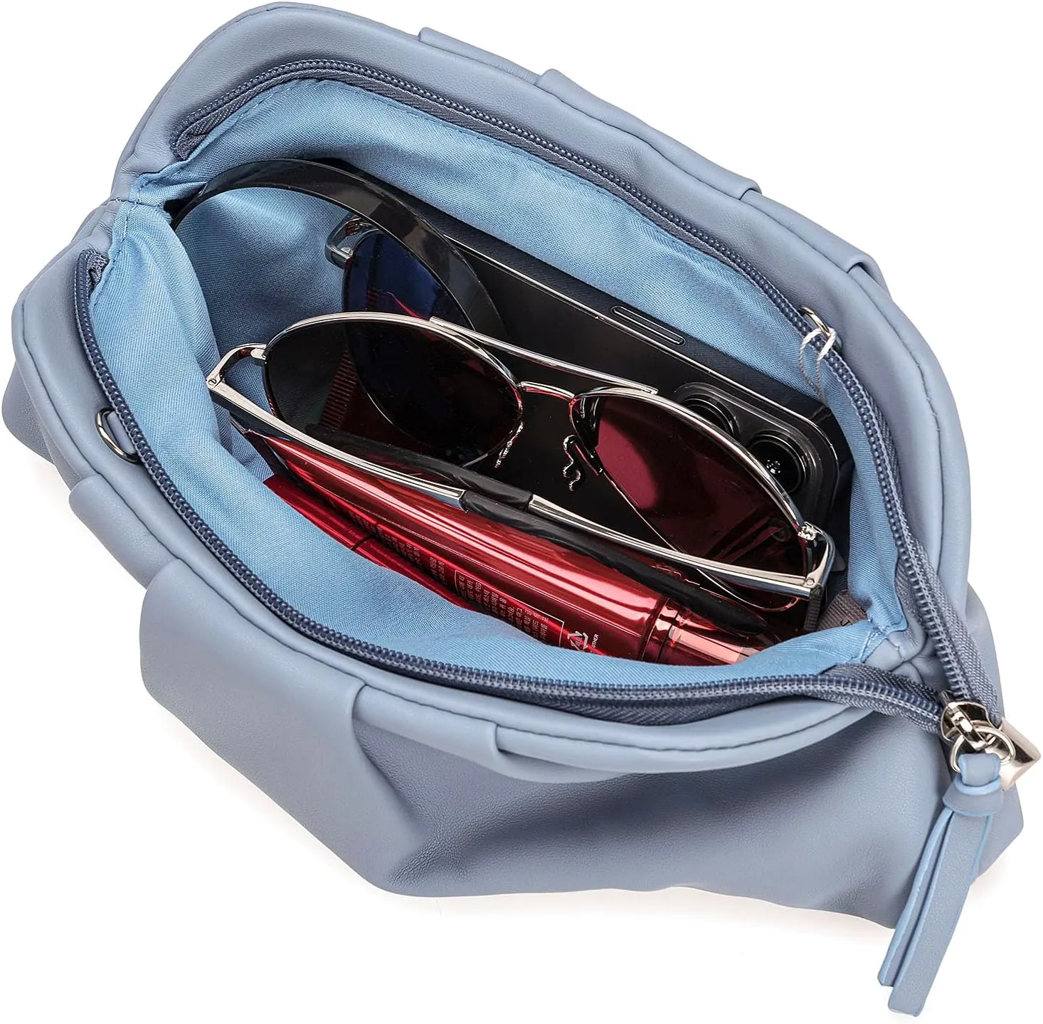 CHARMING TAILOR Chic Soft Vegan Leather Clutch Bag Dressy Pleated PU Evening Purse for Women