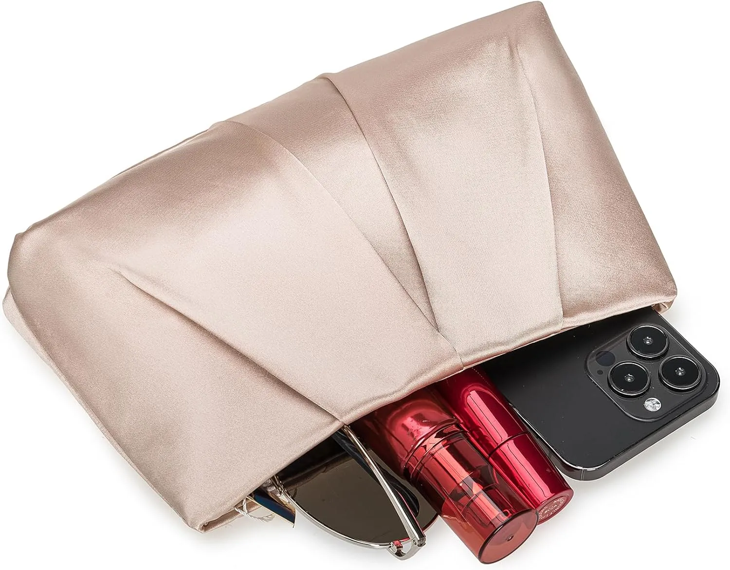 CHARMING TAILOR Evening Bag Women Wedding Party Handbag Small Dressy Formal Purse Pleated Satin Clutch