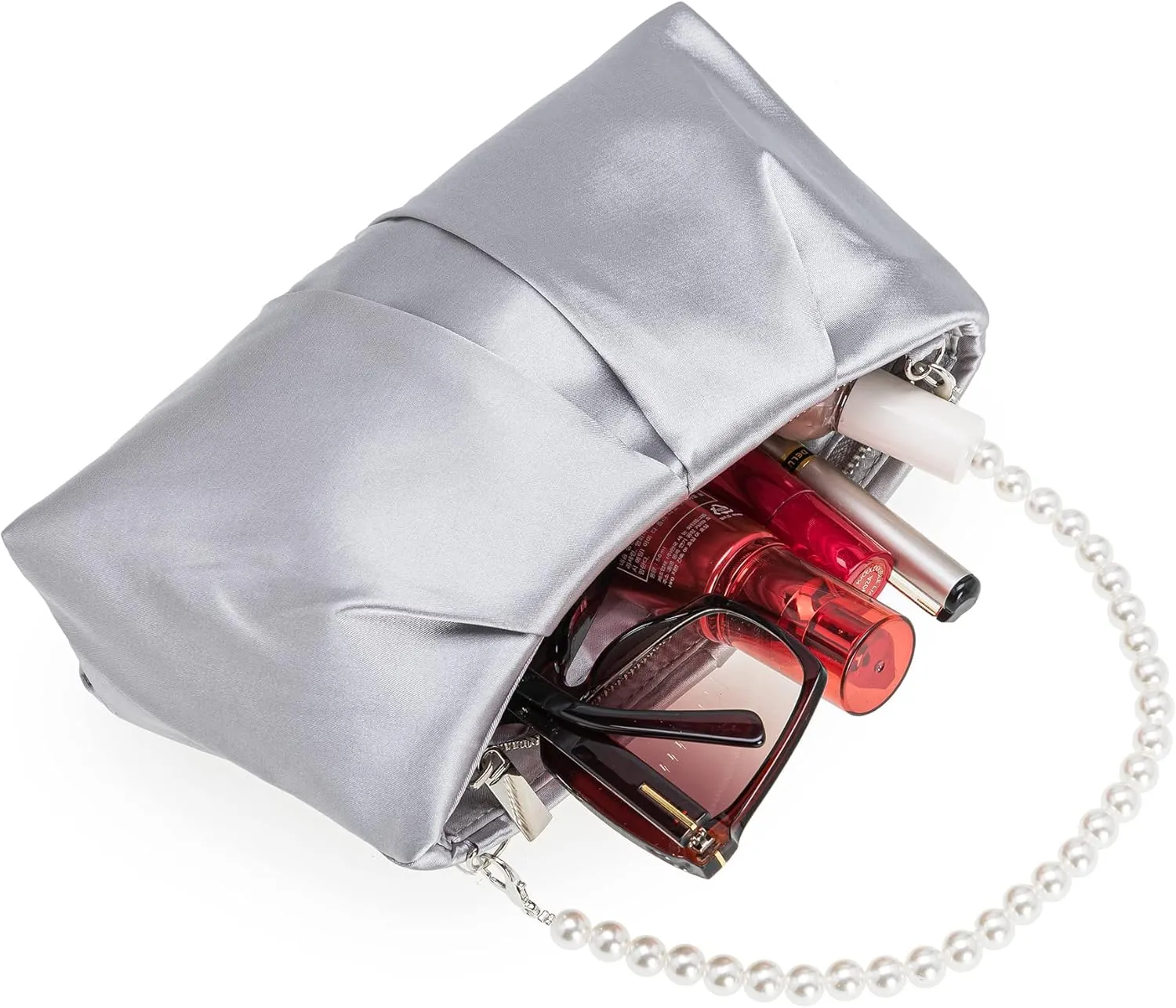 CHARMING TAILOR Evening Bag Women Wedding Party Handbag Small Dressy Formal Purse Pleated Satin Clutch