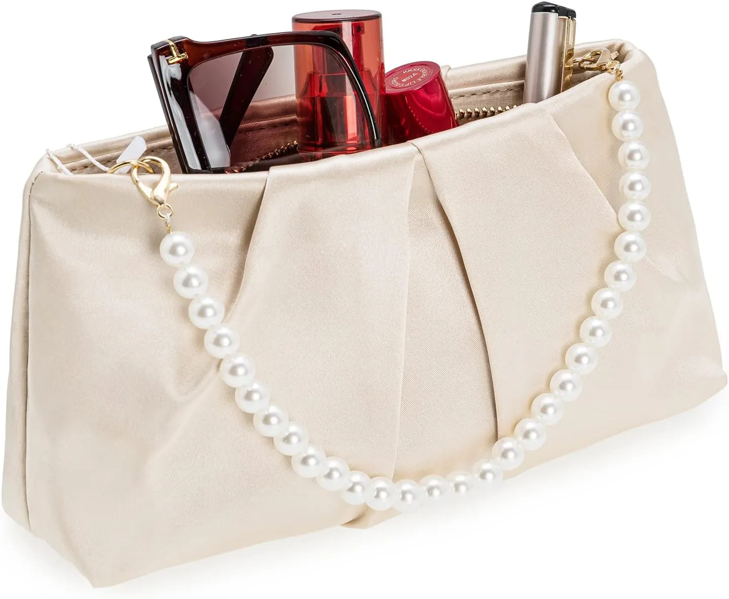 CHARMING TAILOR Evening Bag Women Wedding Party Handbag Small Dressy Formal Purse Pleated Satin Clutch