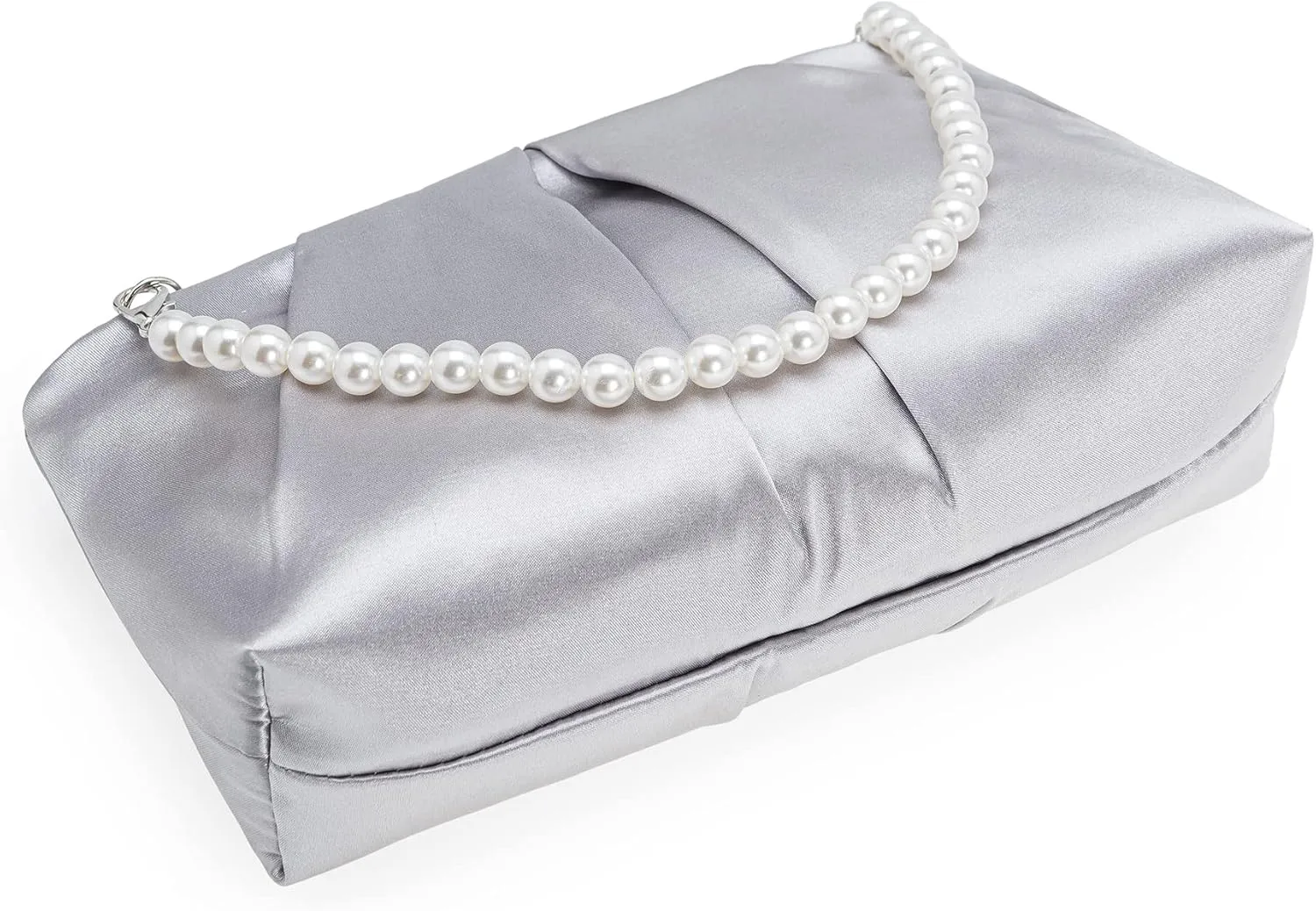 CHARMING TAILOR Evening Bag Women Wedding Party Handbag Small Dressy Formal Purse Pleated Satin Clutch