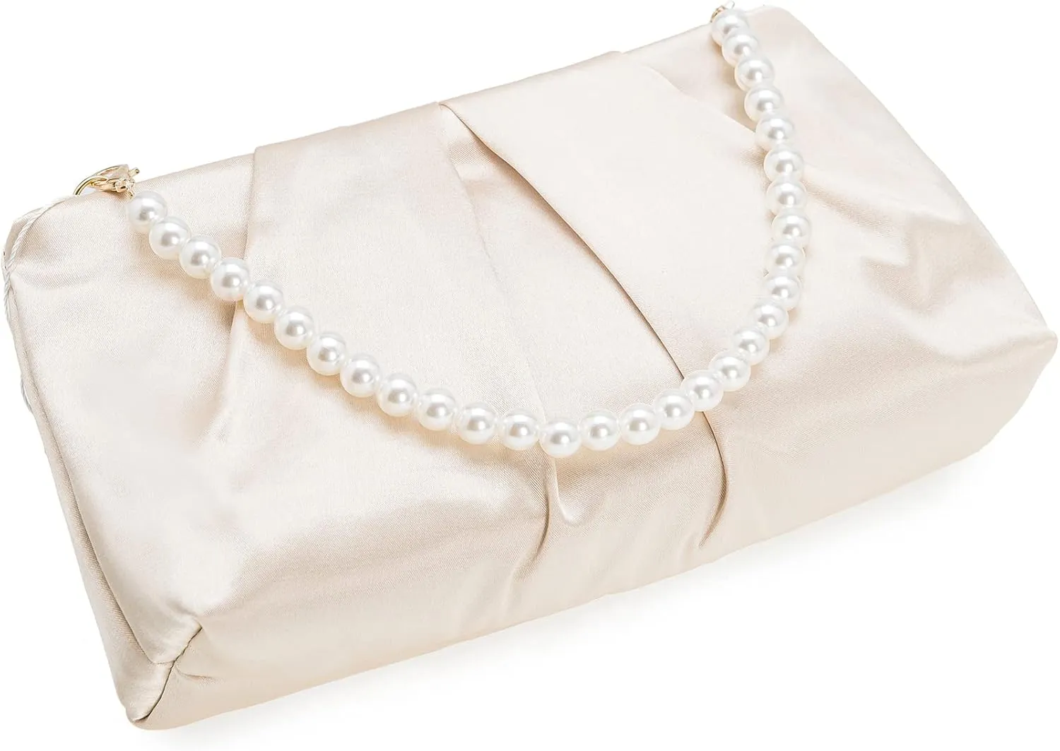 CHARMING TAILOR Evening Bag Women Wedding Party Handbag Small Dressy Formal Purse Pleated Satin Clutch