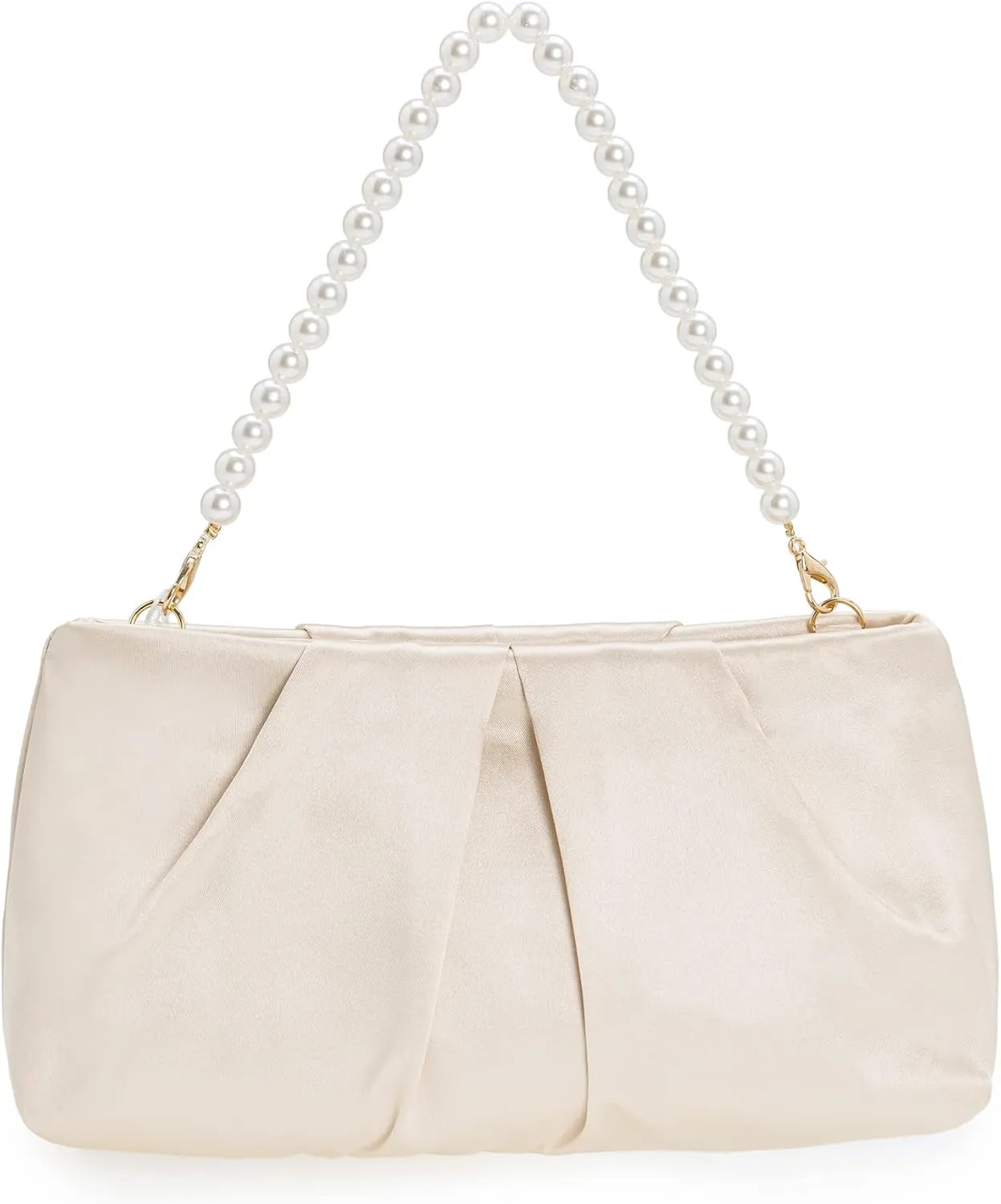 CHARMING TAILOR Evening Bag Women Wedding Party Handbag Small Dressy Formal Purse Pleated Satin Clutch