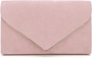 CHARMING TAILOR Faux Suede Clutch Bag Elegant Metal Binding Evening Purse for Wedding/Prom/Black-Tie Events