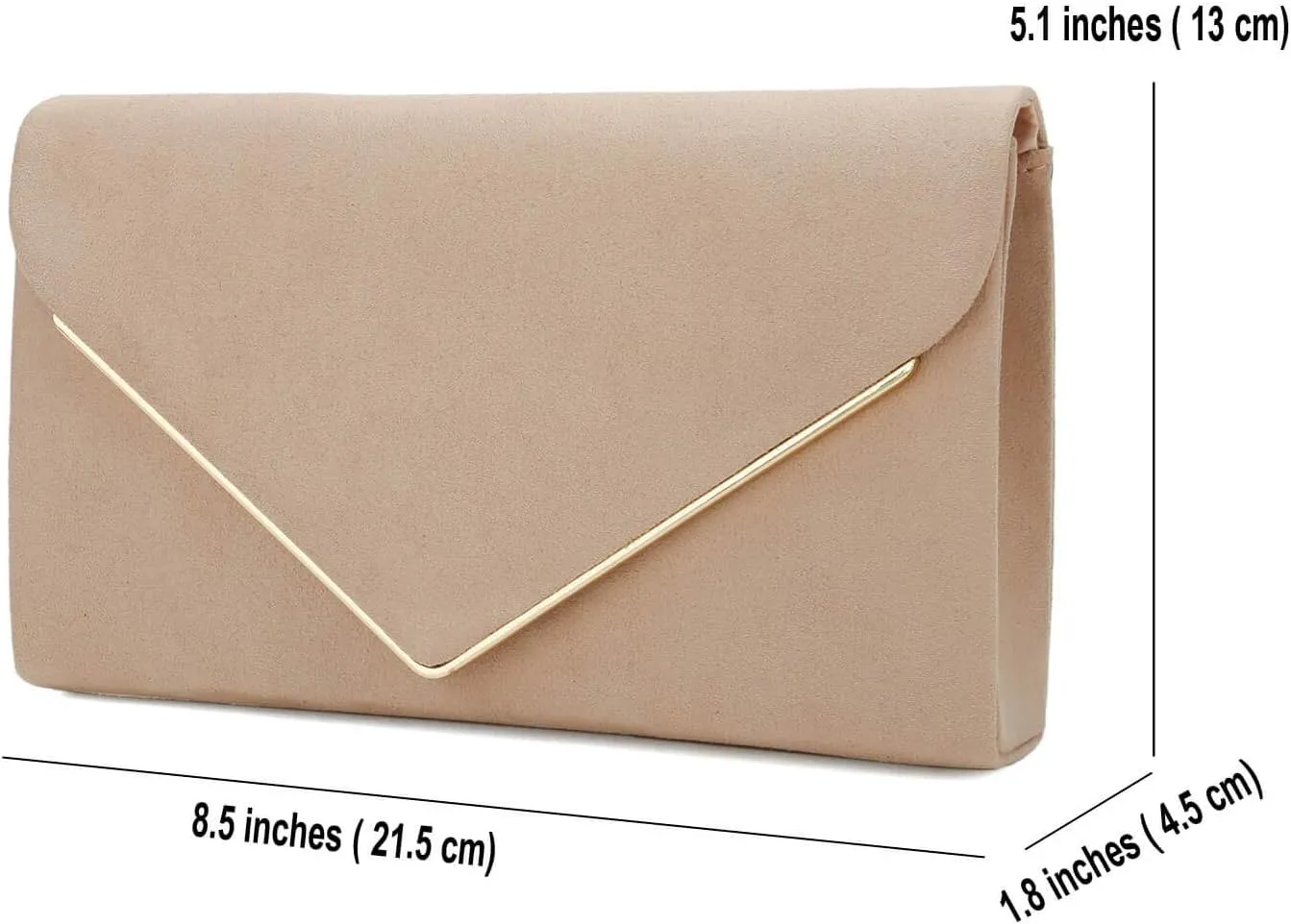 CHARMING TAILOR Faux Suede Clutch Bag Elegant Metal Binding Evening Purse for Wedding/Prom/Black-Tie Events