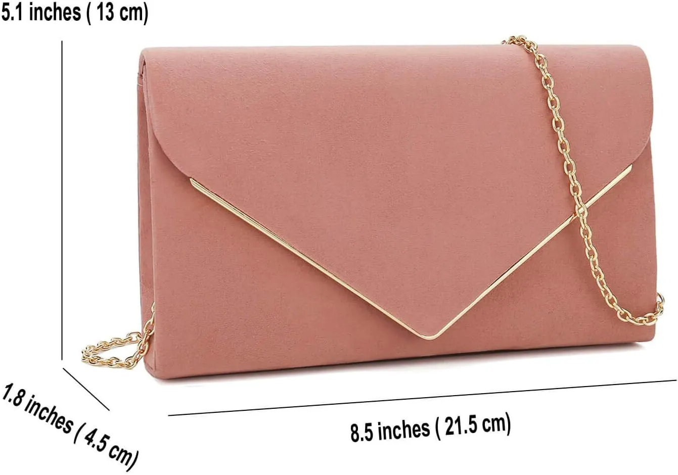 CHARMING TAILOR Faux Suede Clutch Bag Elegant Metal Binding Evening Purse for Wedding/Prom/Black-Tie Events