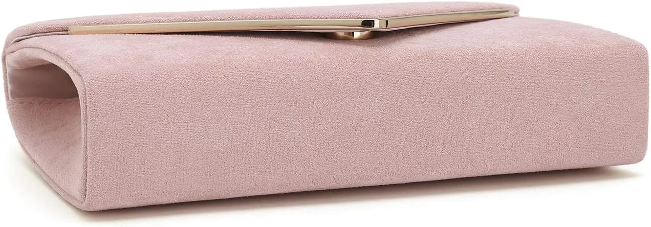 CHARMING TAILOR Faux Suede Clutch Bag Elegant Metal Binding Evening Purse for Wedding/Prom/Black-Tie Events