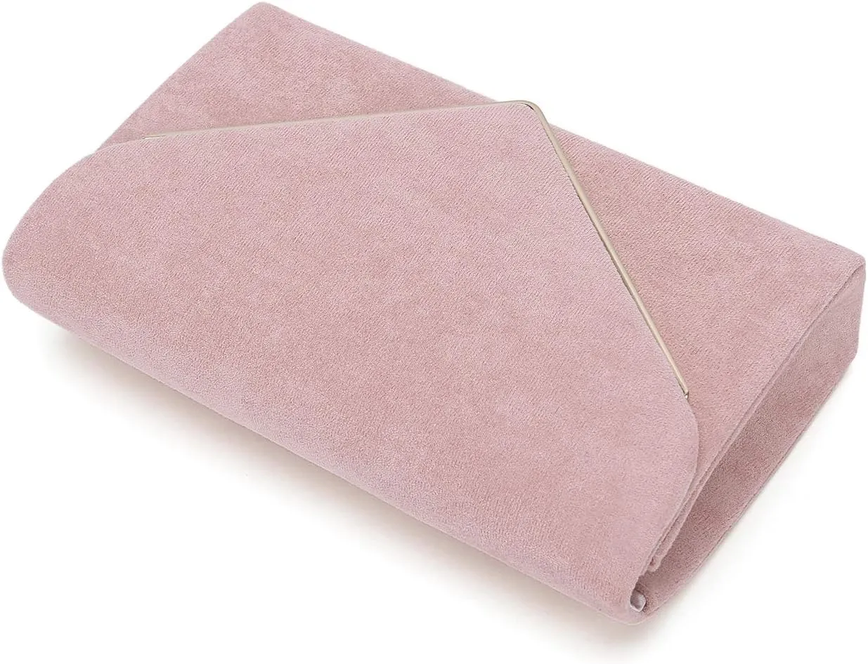 CHARMING TAILOR Faux Suede Clutch Bag Elegant Metal Binding Evening Purse for Wedding/Prom/Black-Tie Events
