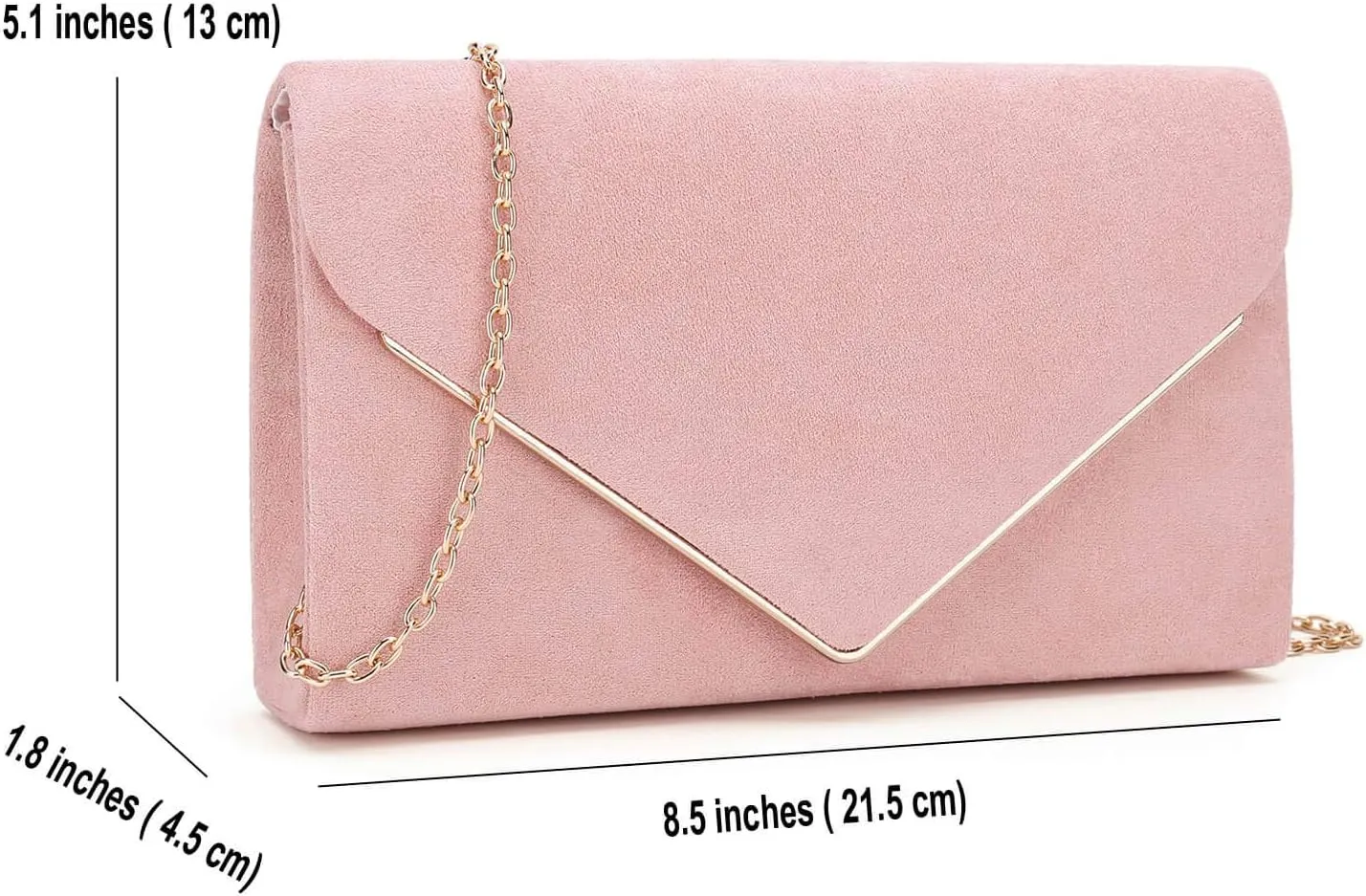 CHARMING TAILOR Faux Suede Clutch Bag Elegant Metal Binding Evening Purse for Wedding/Prom/Black-Tie Events