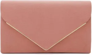 CHARMING TAILOR Faux Suede Clutch Bag Elegant Metal Binding Evening Purse for Wedding/Prom/Black-Tie Events