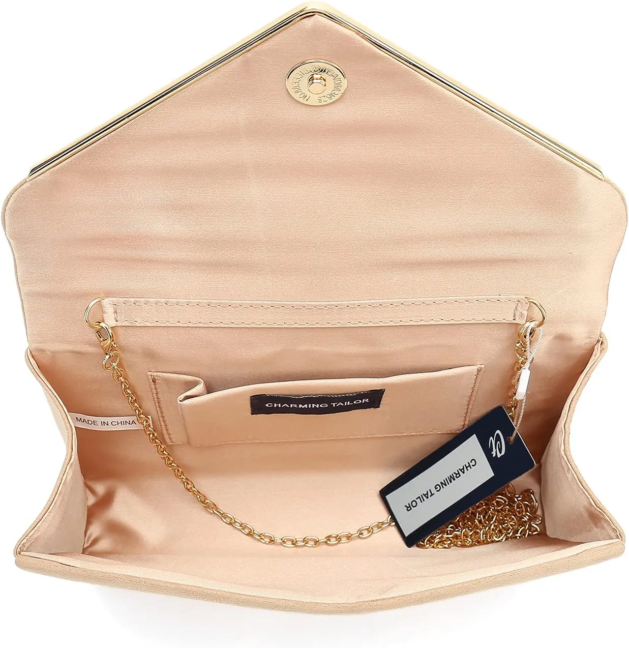 CHARMING TAILOR Faux Suede Clutch Bag Elegant Metal Binding Evening Purse for Wedding/Prom/Black-Tie Events