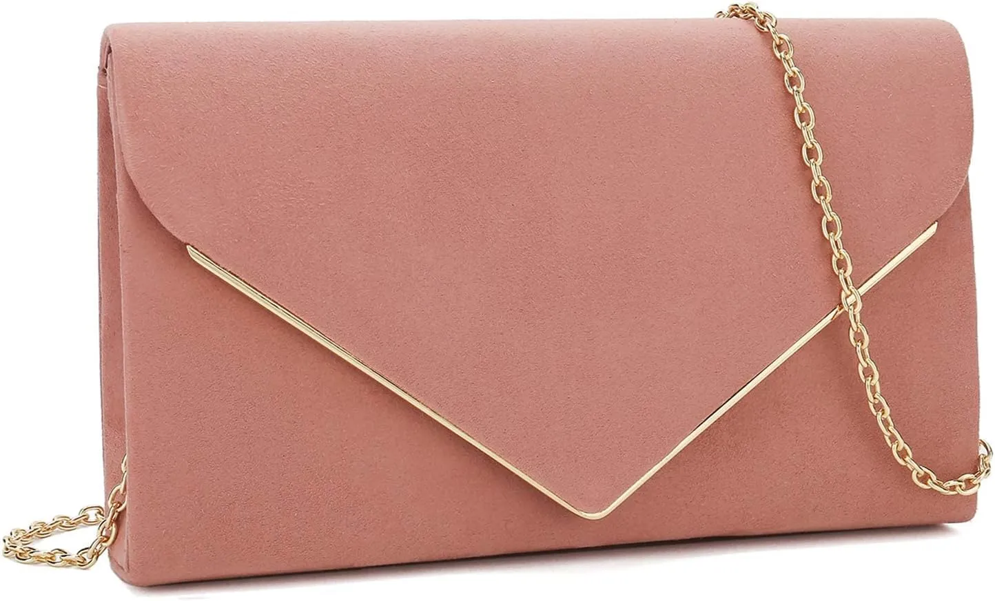 CHARMING TAILOR Faux Suede Clutch Bag Elegant Metal Binding Evening Purse for Wedding/Prom/Black-Tie Events
